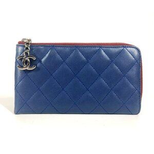 CHANEL CC CC Mark logo Matelasse Quilted L-shaped zipper Long Wallet